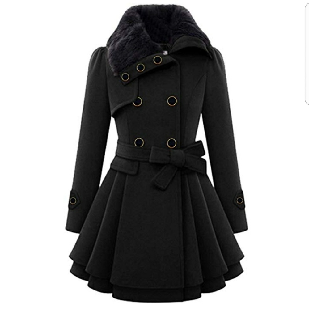 New without tags fur trench coat dress